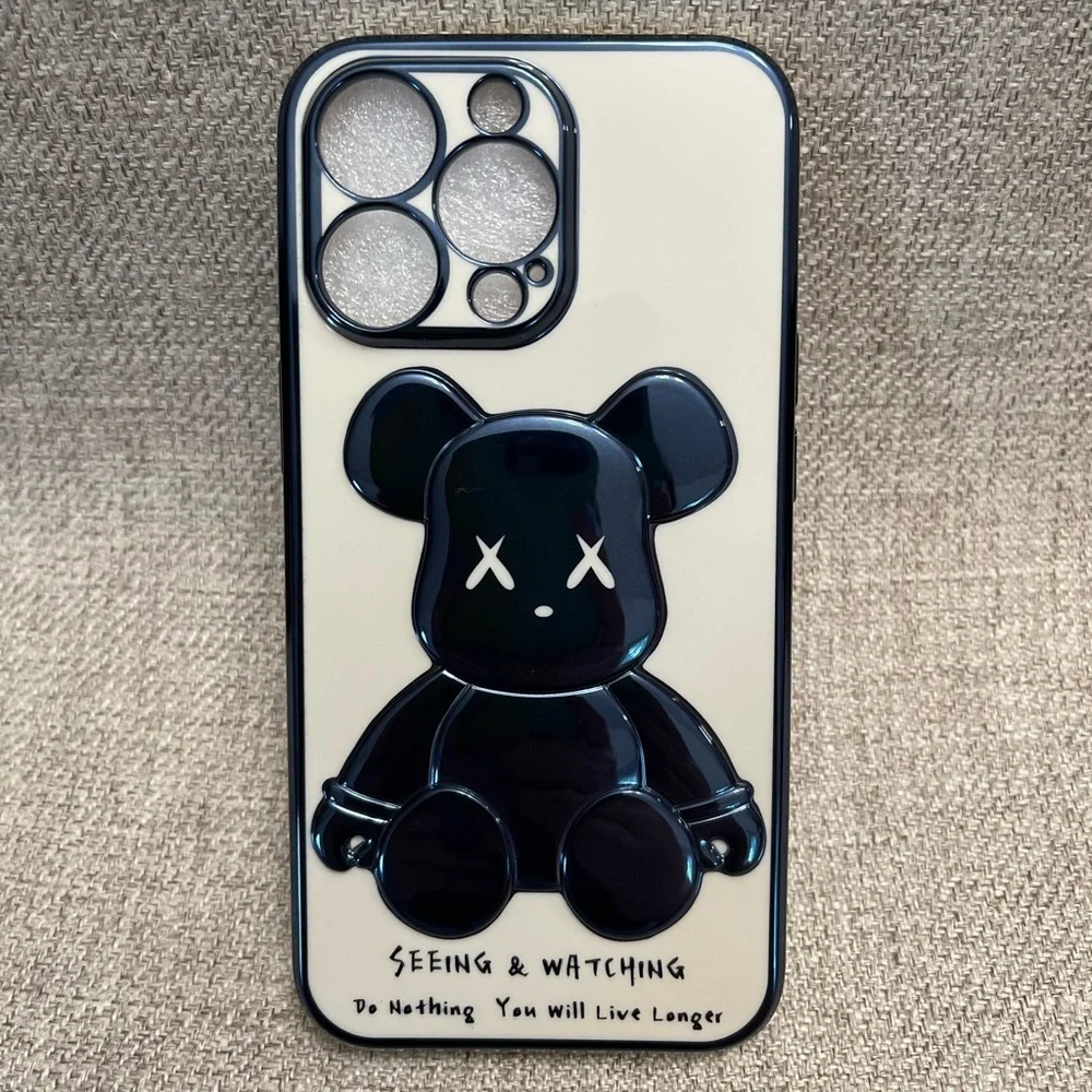 Electroplate Blue Violent Bear in White Background iPhone Case